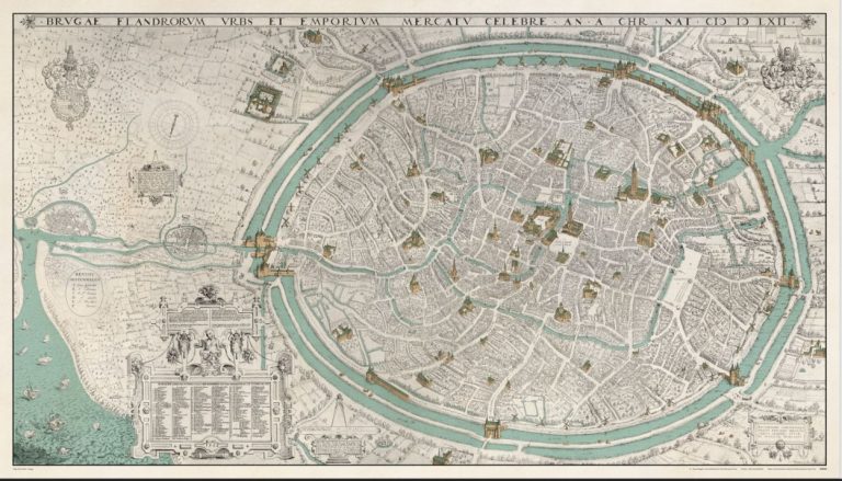 Kaart van Brugge van Marcus Gerards uit 1562